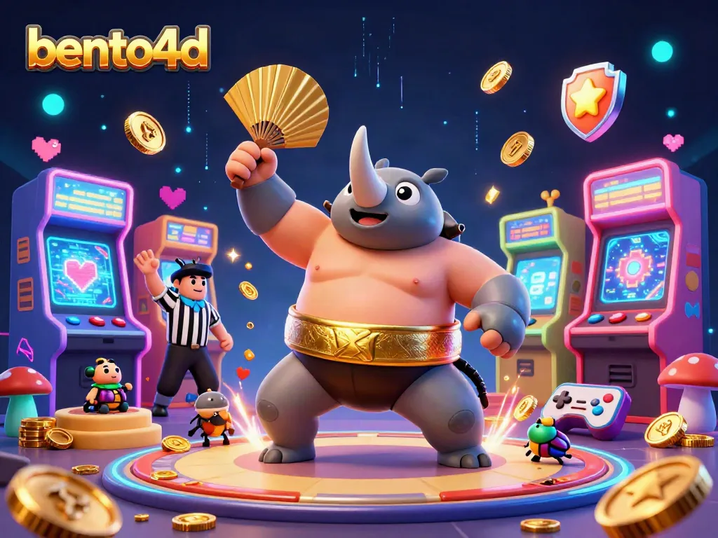 Bento4D offers thrilling experiences with a lively beetle scene celebrating jackpots and gaming excitement.