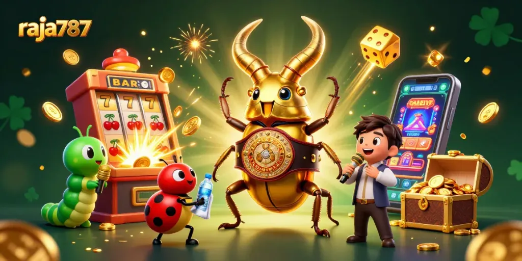 Bermain slot mengasyikkan di RAJA787 dengan jackpot dan koin emas yang berlimpah, visual menarik.