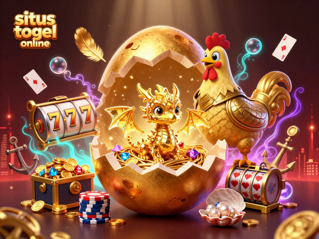 Temukan situs togel online dengan ilustrasi dramatis naga dan keripik poker yang mewah.