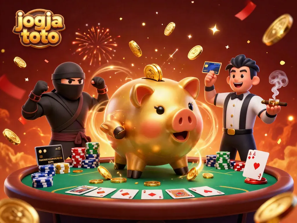 Experience thrilling action at jogja toto with a dynamic scene full of vibrant casino characters and elements.