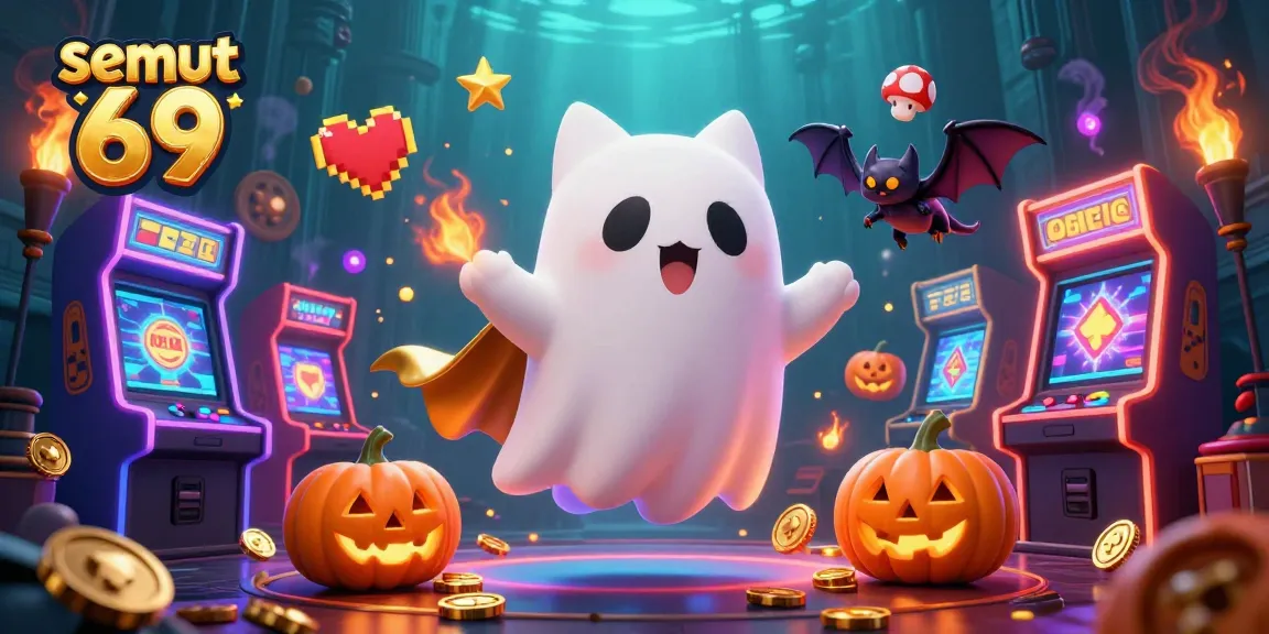 Permainan semut 69 yang menarik dengan kucing hantu, kelelawar, dan jack-o-lantern di kasino.