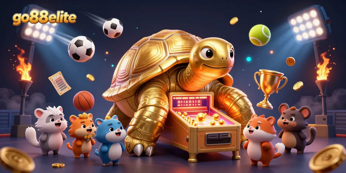 Experience the excitement of go88elite as animals play on a gigantic tortoise pinball machine.