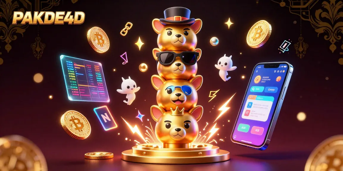 Engage with PAKDE4D through immersive 3D illustration showcasing vibrant casino elements and crypto themes.
