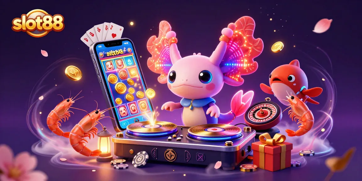 Spin to win with slot88 in a vibrant underwater casino bursting with colorful characters and game elements.