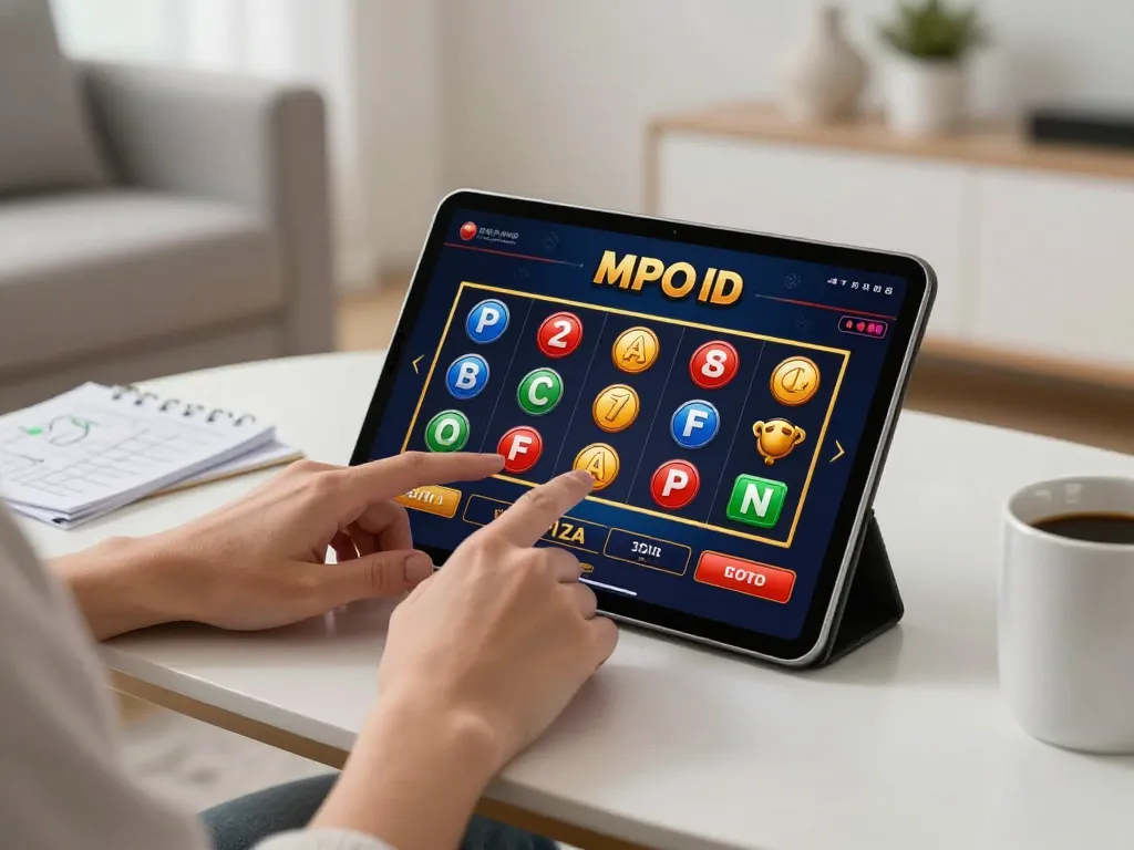 Engaging gameplay on MPO ID casino app with dynamic interface in modern home setting
