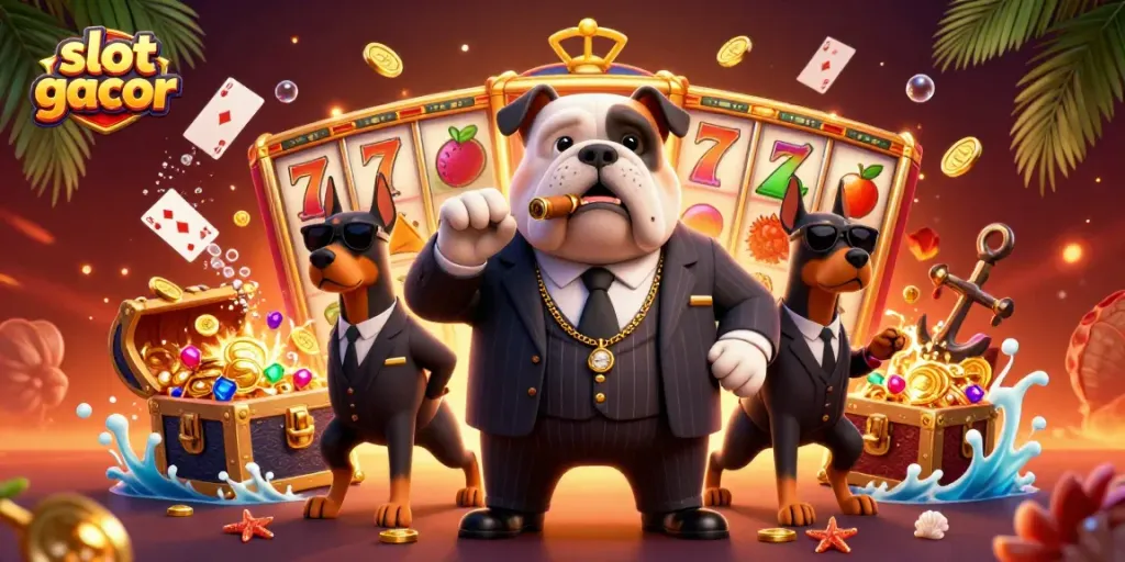 Menangkan permainan slot gacor sambil merayakan keberuntungan dalam ilustrasi penuh warna.