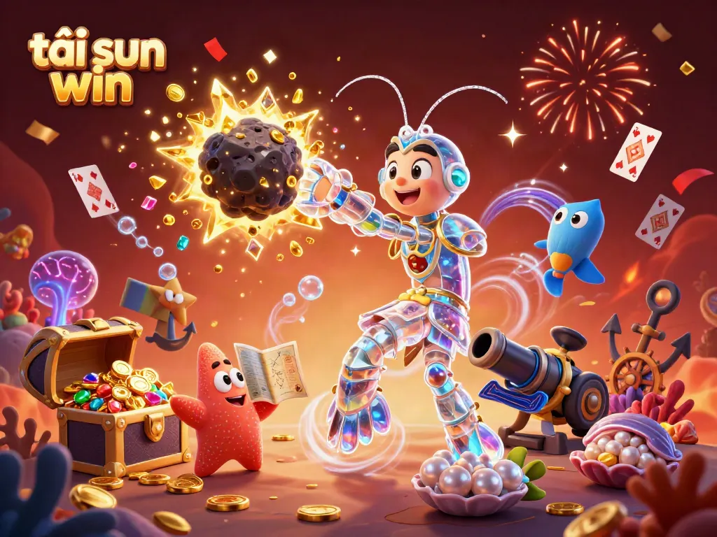 Experience excitement with tải sun win as the galactic samurai shrimp punches through an asteroid, revealing treasures.