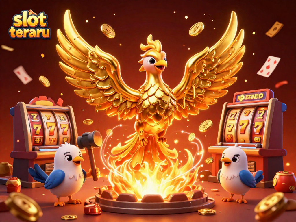 Experience magical wins with slot terbaru in this vibrant casino scene filled with gold coins and excitement.