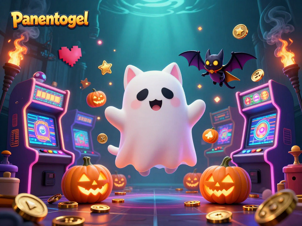 Experience thrilling games at panentogel with a friendly ghost cat in an enchanting casino realm.