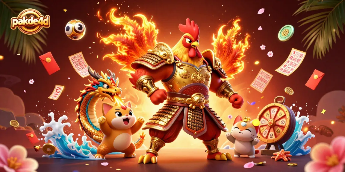Engage with pakde4d’s vibrant lottery gaming scene featuring dynamic 3D illustrations of characters and elements.