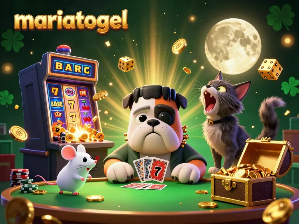 Engage in thrilling gaming with mariatogel featuring a playful Frankenstein bulldog dealer and spooky elements.