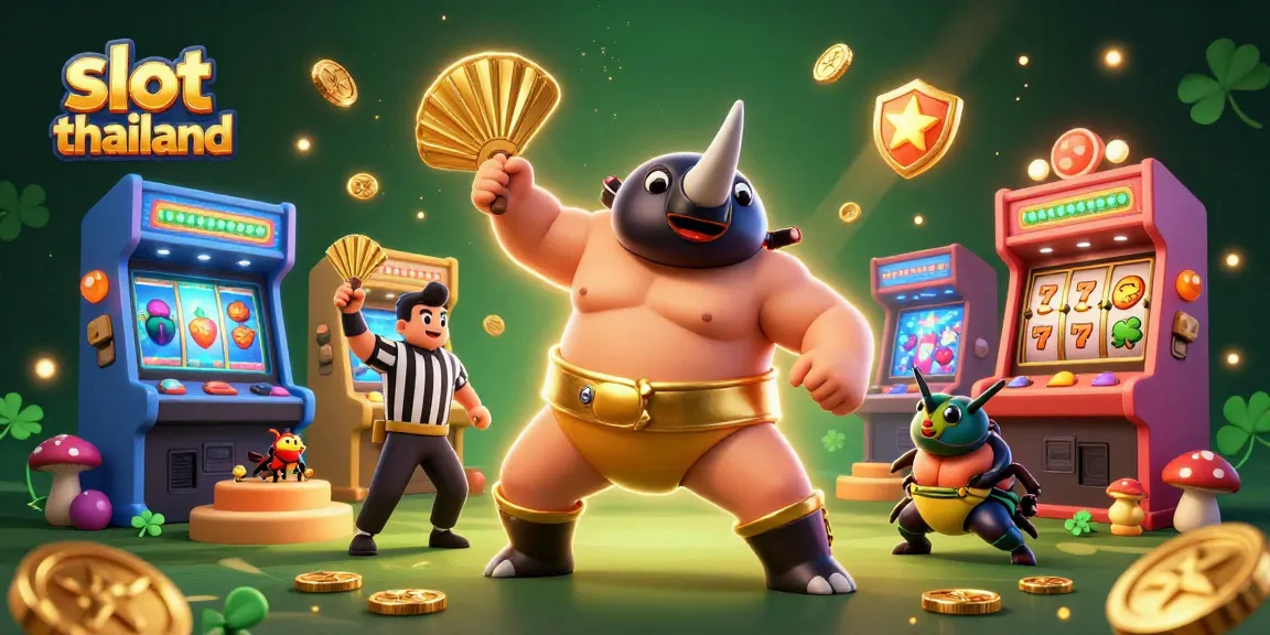Engage with dynamic slot thailand gameplay featuring colorful characters, coins, and slot machines.