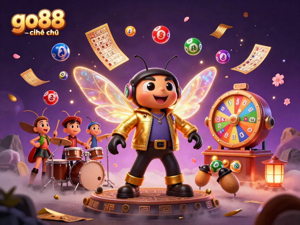 Engaging visual with go88 chính thức showcasing vibrant lottery elements and dynamic cartoon characters