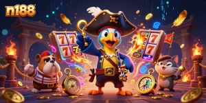 Experience thrilling moments with n188 as a pirate captain and crew explore exciting gambling treasures.
